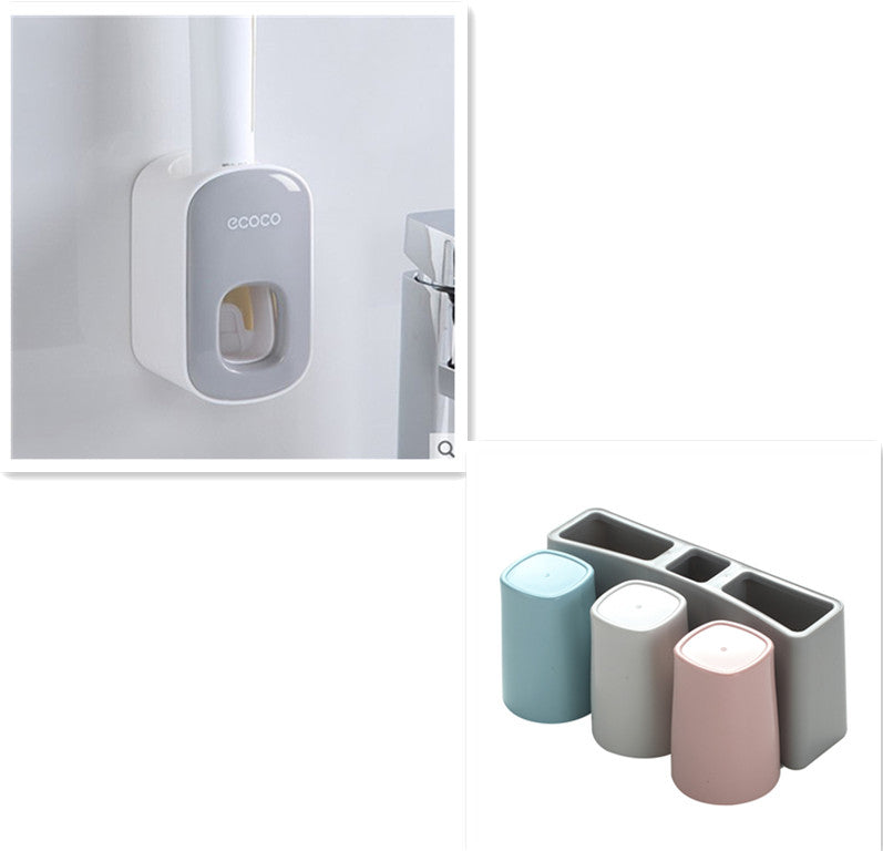 Wall Mounted Automatic Toothpaste Holder Bathroom Accessories Set Disp