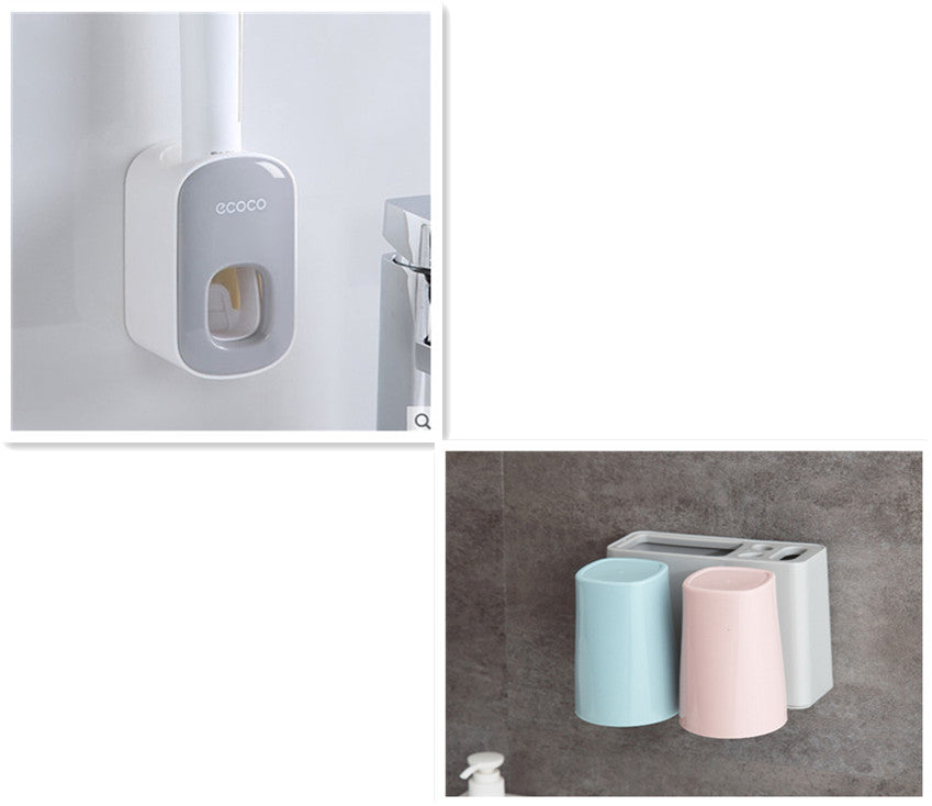 Wall Mounted Automatic Toothpaste Holder Bathroom Accessories Set Disp