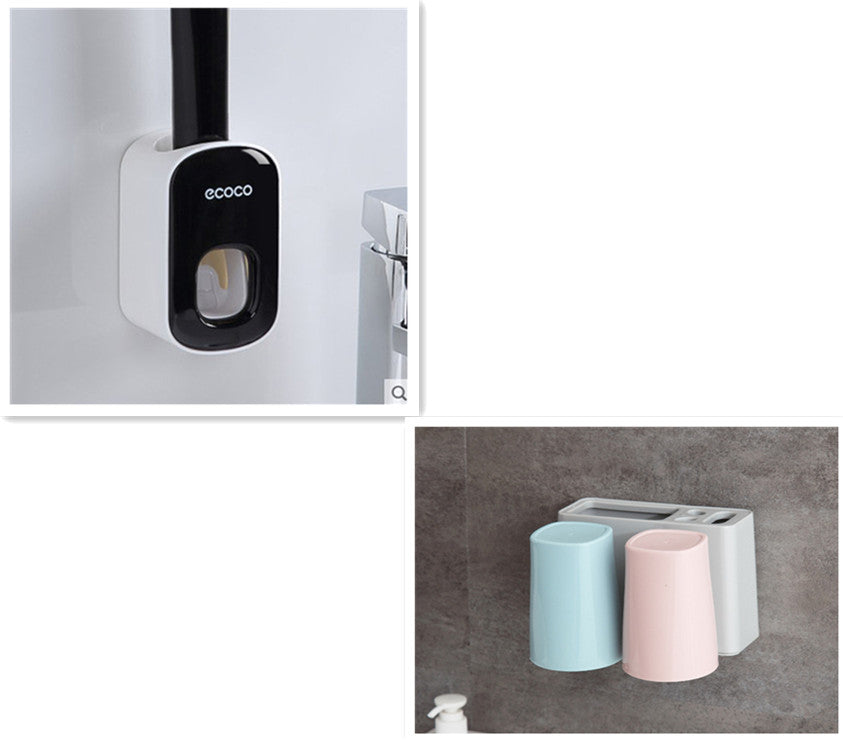 Wall Mounted Automatic Toothpaste Holder Bathroom Accessories Set Disp