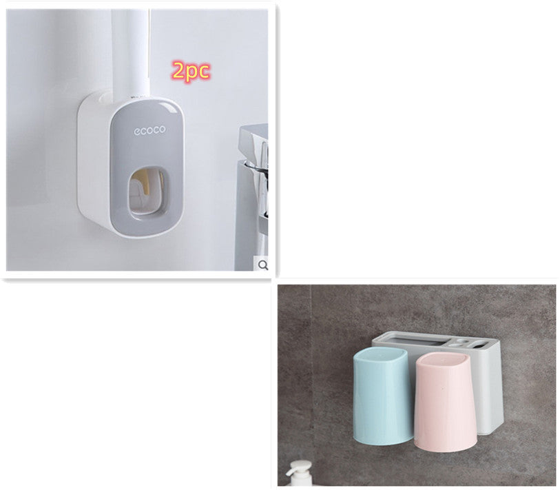 Wall Mounted Automatic Toothpaste Holder Bathroom Accessories Set Disp