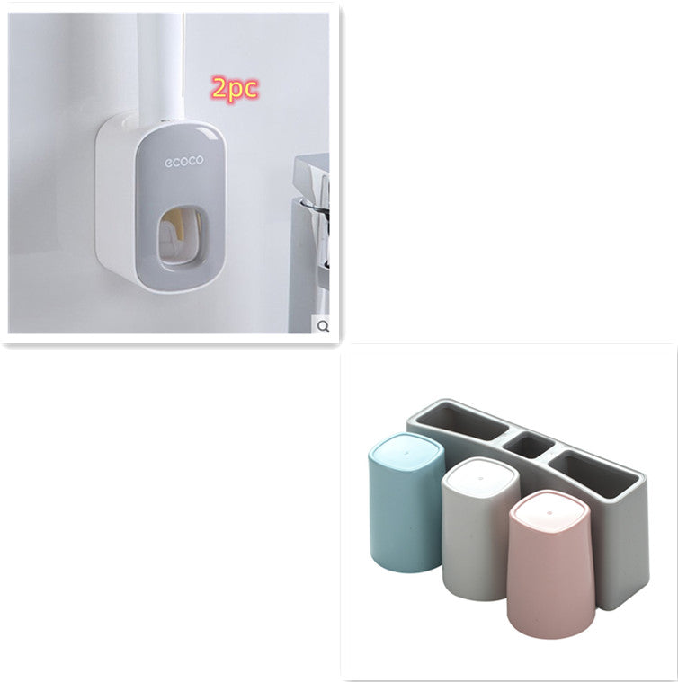 Wall Mounted Automatic Toothpaste Holder Bathroom Accessories Set Disp